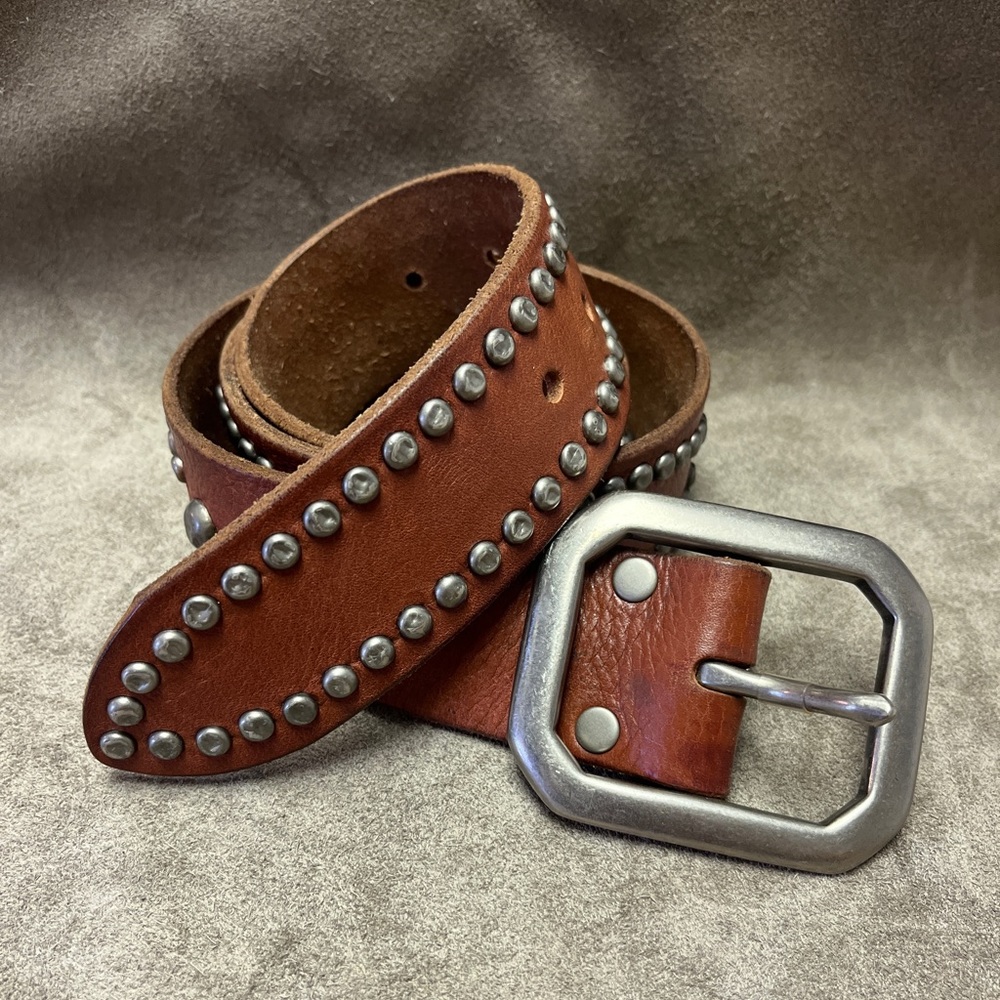 Lucky Brand brown studs leather belt size 34”